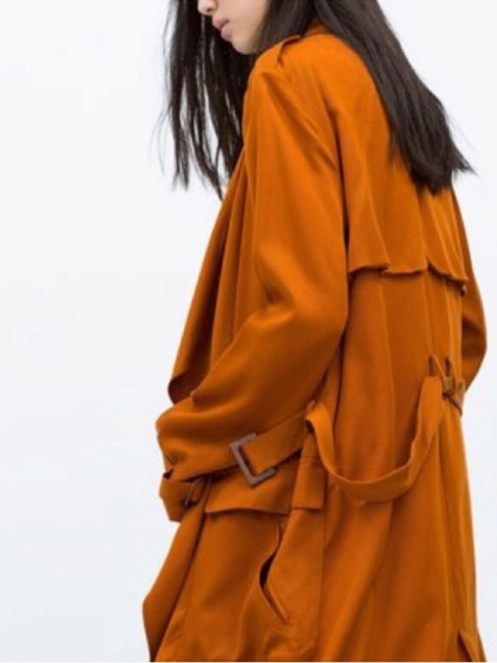 ZARA | Burnt Orange Lightweight Trench Coat - Small - Picture 3 of 8